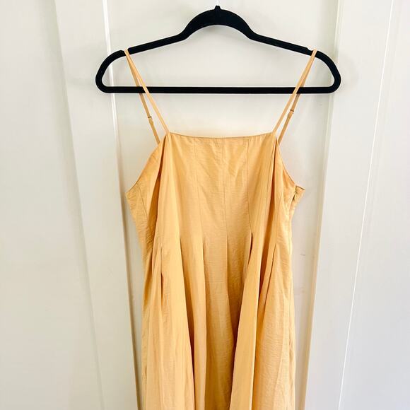 Madewell Yellow Pleated Midi Dress Women's Size 8 Style NL124 - Picture 6 of 11